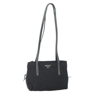PRADA Shoulder Bag Nylon Black Silver Auth